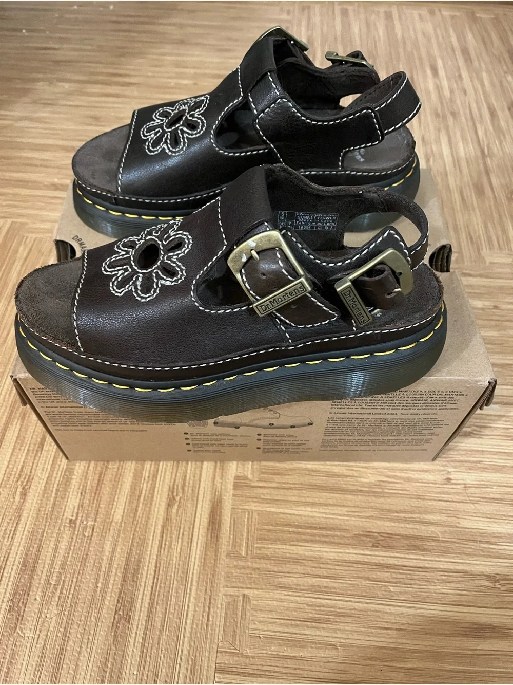 Dr Martens Dunnet Flower Brown Leather Sandals